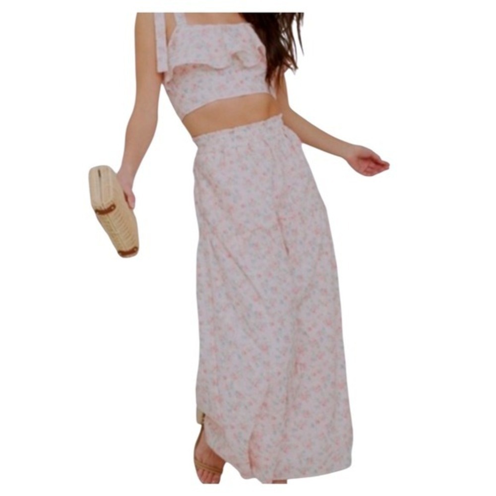 Altar'd State Pink Floral Embroidered Maxi Skirt Size Small